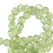 Top Glas Facett Glasschliffperlen 4mm rund Vineyard green-pearl shine coating